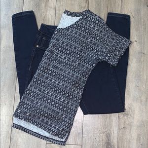 Loft Ann Taylor Tribal Scoop Neck Pima Cotton Tee